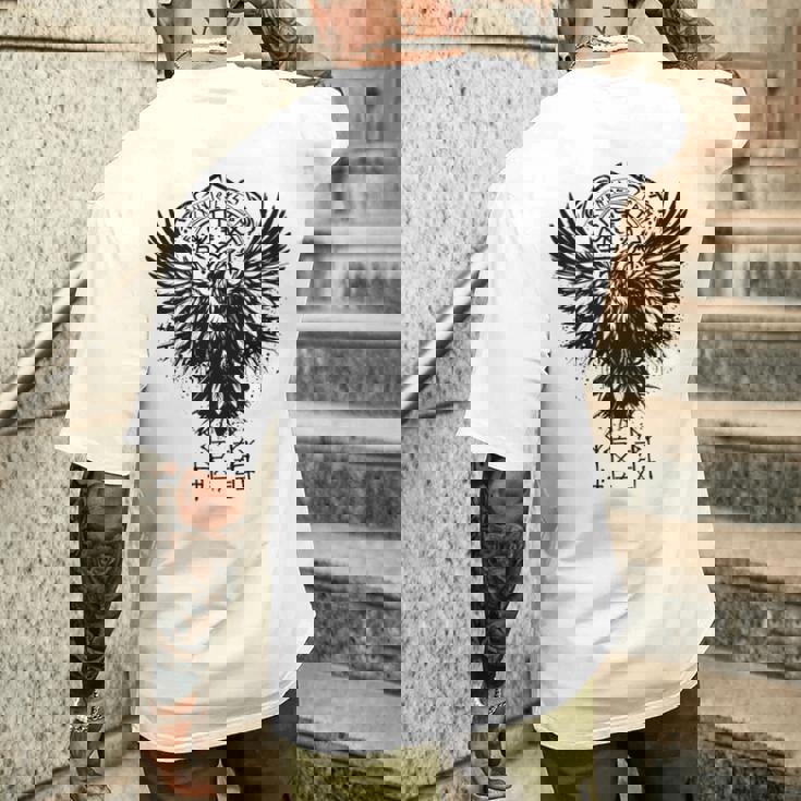 Walhalla Raven Odins ルーンズ ノルディック コンパス バイキング 長袖tシャツ メンズTシャツ バックプリント 彼への贈り物