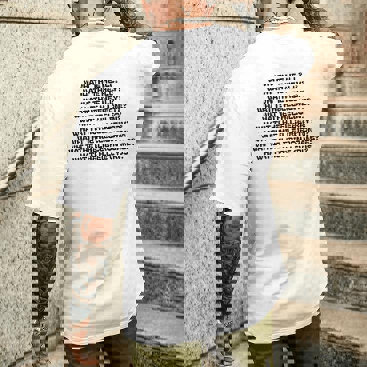 What The Hell What The Helly What The Helly 裏面 メンズTシャツ バックプリント 彼への贈り物