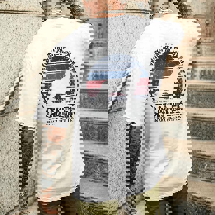 Work Hardo Dog Have Life 面白いレトロキャバリア メンズTシャツ バックプリント 彼への贈り物