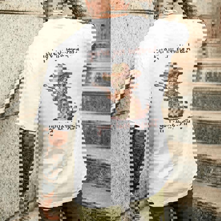 You 'Ve Just Buttered Your Last Biscuit Meow Cowboy Cat Meme 長袖tシャツ メンズTシャツ バックプリント 彼への贈り物