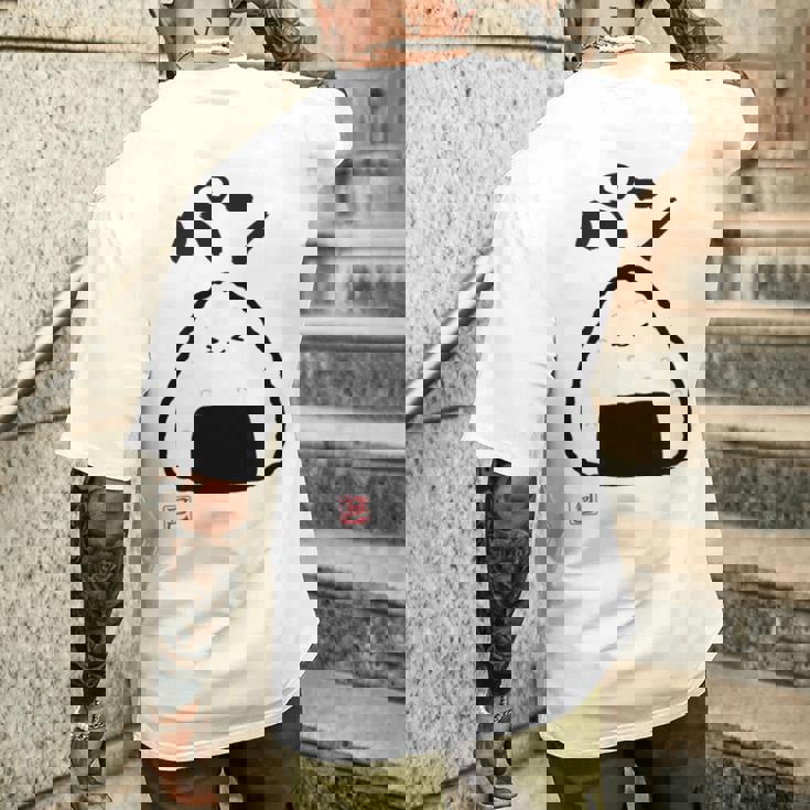 「パン-おにぎり」おもしろ 筆文字 服 面白い文字入り メンズTシャツ バックプリント 彼への贈り物