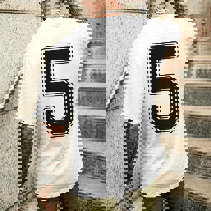 【バックプリント・背中側】5 数字 背番号 ユニフォーム ナンバー【ブラック／黒の文字】スポーツ 野球 サッカー 部活 メンズTシャツ バックプリント 彼への贈り物