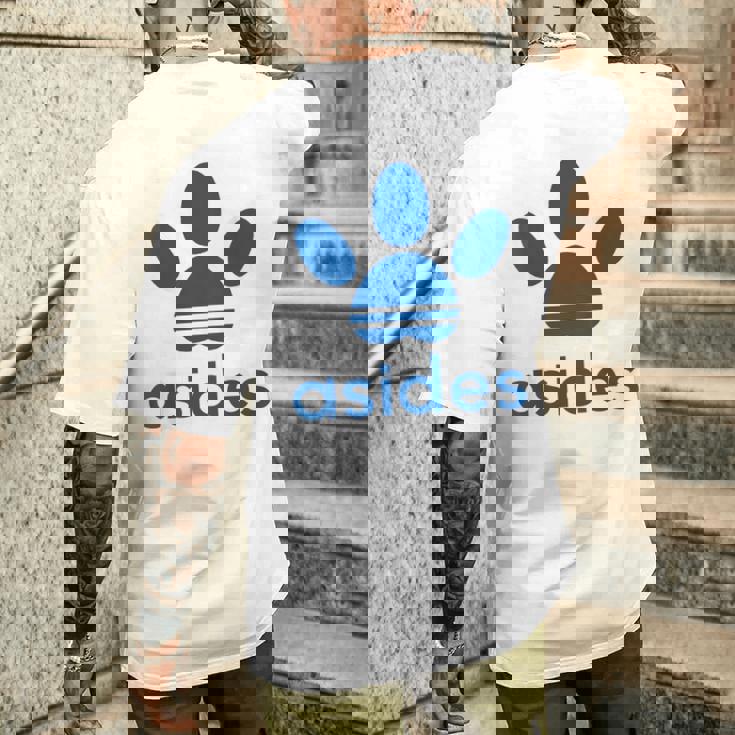 【バックプリント・背中側】Asides アシデス 足です。肉球です。【変なtシャツ屋】スポーツ ブランド パロディ 面白 メンズTシャツ バックプリント 彼への贈り物