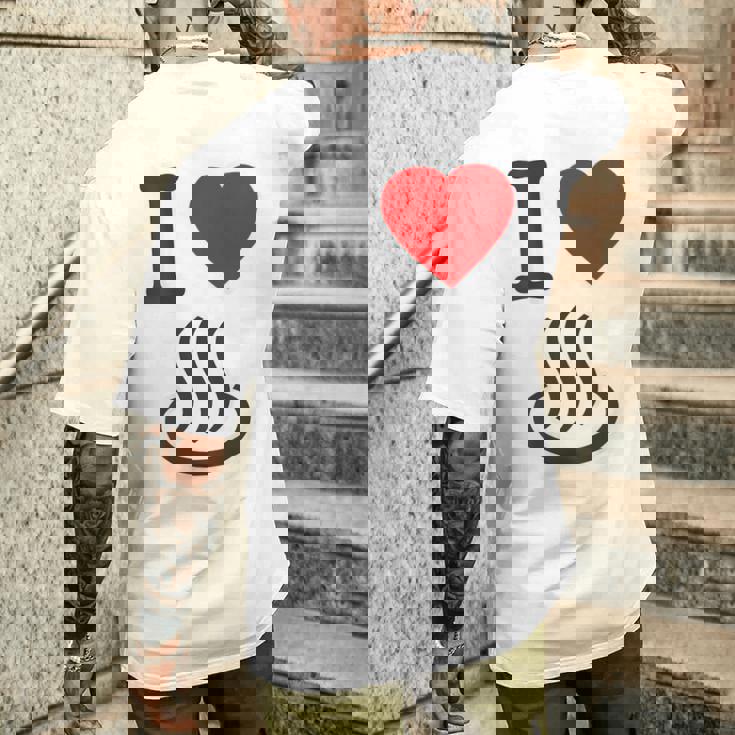 【バックプリント・背中側】アイラブ・温泉 マーク お風呂 銭湯 記号 お土産 旅行 ハート スタッフ 面白い メンズTシャツ バックプリント 彼への贈り物