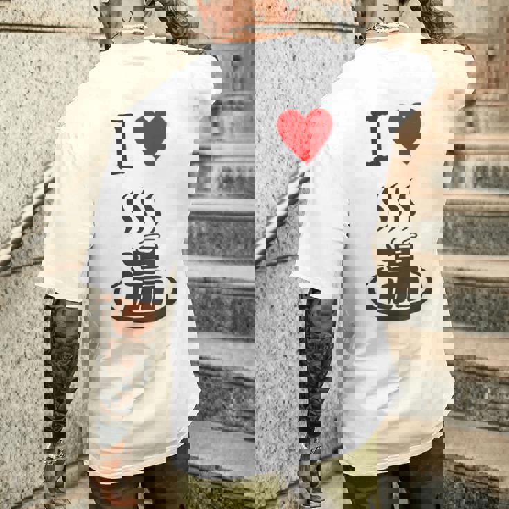 【バックプリント・背中側】アイラブ・湯 イラスト【温泉】お風呂 マーク 銭湯 記号 ハート 面白い メンズTシャツ バックプリント 彼への贈り物