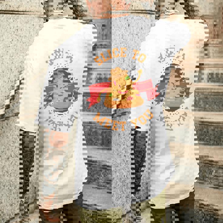 あなたに会うためにチーズクラストとスライス用のスライスが入ったピザ。 長袖tシャツ メンズTシャツ バックプリント 彼への贈り物