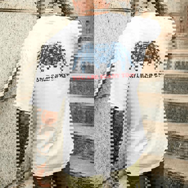 あなたも怖いよ！ タランチュラの飼い主 面白いタランチュラ メンズTシャツ バックプリント 彼への贈り物