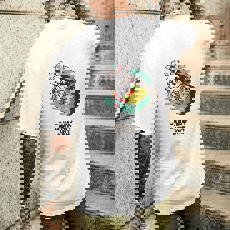 うさぎ弁当 かわいいウサギの和風弁当 ダジャレ メンズTシャツ バックプリント 彼への贈り物