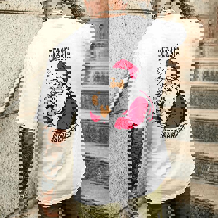 おもしろい親愛なるサンタさん、コーヒーを持ってきてクリスマスクリスマス メンズTシャツ バックプリント 彼への贈り物