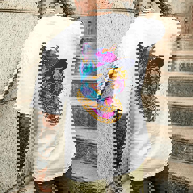 かっこいい ヒップホップ 猫 アーバン ストリートウェア B-Boy グラフィティ メンズTシャツ バックプリント 彼への贈り物