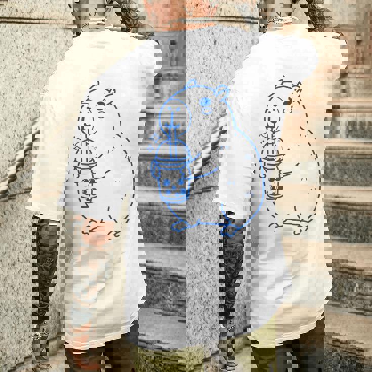 かわいい カピバラ ノベルティ グラフィック ボバティー ミルクセーキ ミルクティー メンズTシャツ バックプリント 彼への贈り物