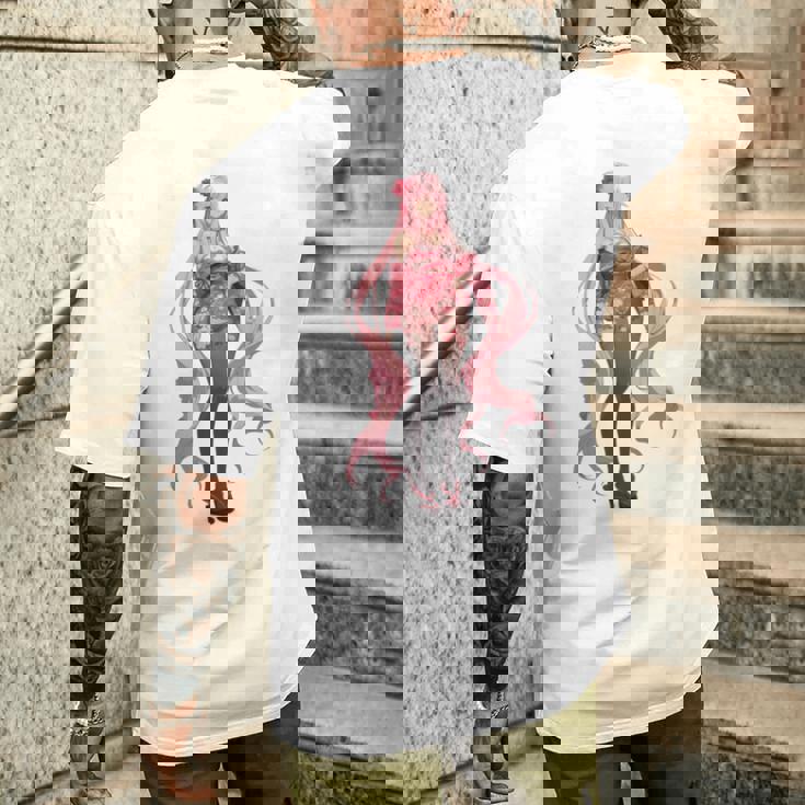 かわいい和風和風ピンク 長袖tシャツ メンズTシャツ バックプリント 彼への贈り物