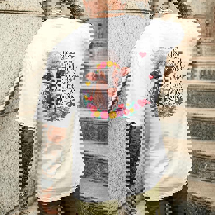 かわいい牛 ただの牛を愛する少女 長袖tシャツ メンズTシャツ バックプリント 彼への贈り物