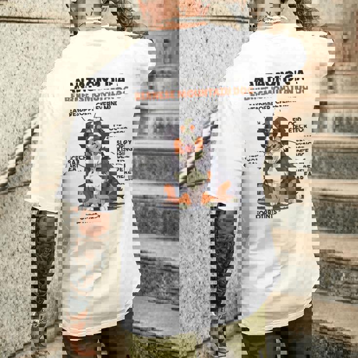 かわいい犬の説明 バーニーズ・マウンテン・ドッグの解剖学 メンズTシャツ バックプリント 彼への贈り物