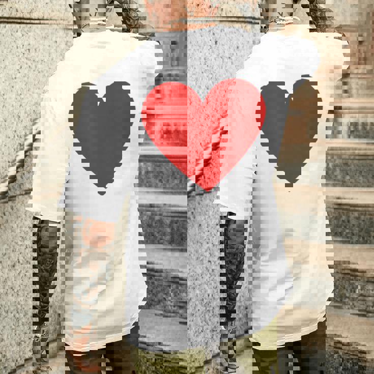 かわいい赤ミニマリスト ハート メンズTシャツ バックプリント 彼への贈り物