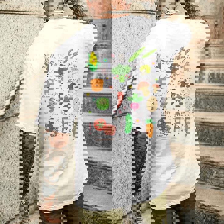 かわいい野菜 かわいい野菜 ヘルシーフード 食べる ビーガン メンズTシャツ バックプリント 彼への贈り物