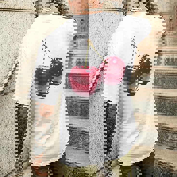 さくらんぼ フルーツ モチーフ イラスト さくらんぼ メンズTシャツ バックプリント 彼への贈り物