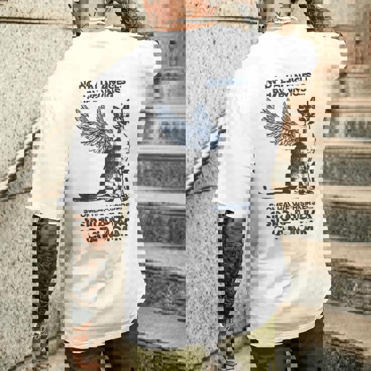 すべての天使に翼があるわけではない-マザーシンガプーラキャットママ メンズTシャツ バックプリント 彼への贈り物