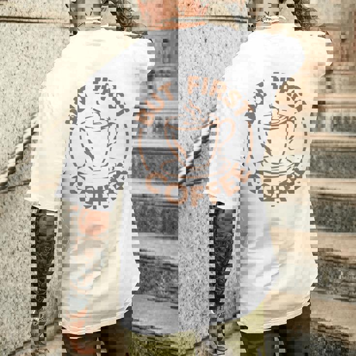 でもファーストコーヒー面白いコーヒー好き メンズTシャツ バックプリント 彼への贈り物