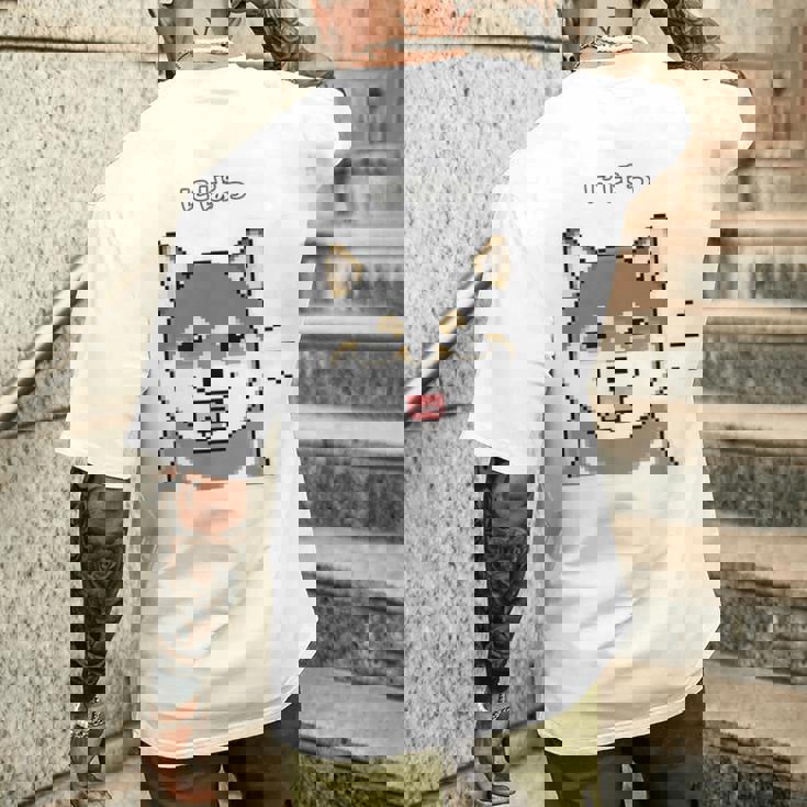 にぱっと笑う黒柴 柴犬のドット絵 メンズTシャツ バックプリント 彼への贈り物