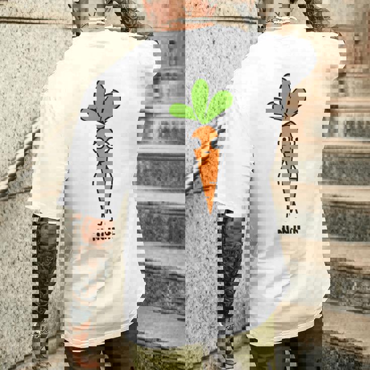 にんじん 人参 顔 イラスト かわいい おもしろ 簡単 シンプル ゆるい 野菜 メンズTシャツ バックプリント 彼への贈り物