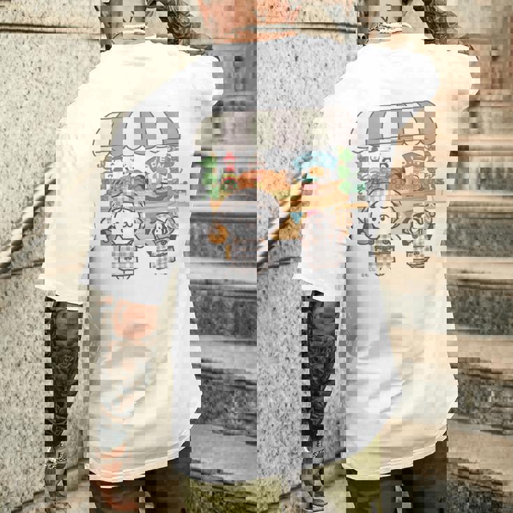 ねこぺん日和 ドーナツワゴン メンズTシャツ バックプリント 彼への贈り物