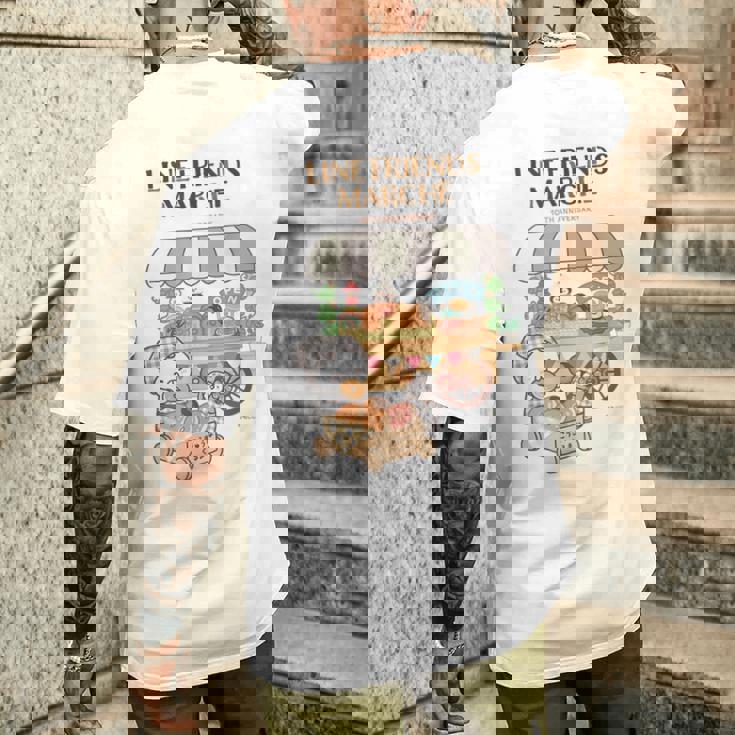 ねこぺん日和 ドーナツ屋さんロゴ付 メンズTシャツ バックプリント 彼への贈り物