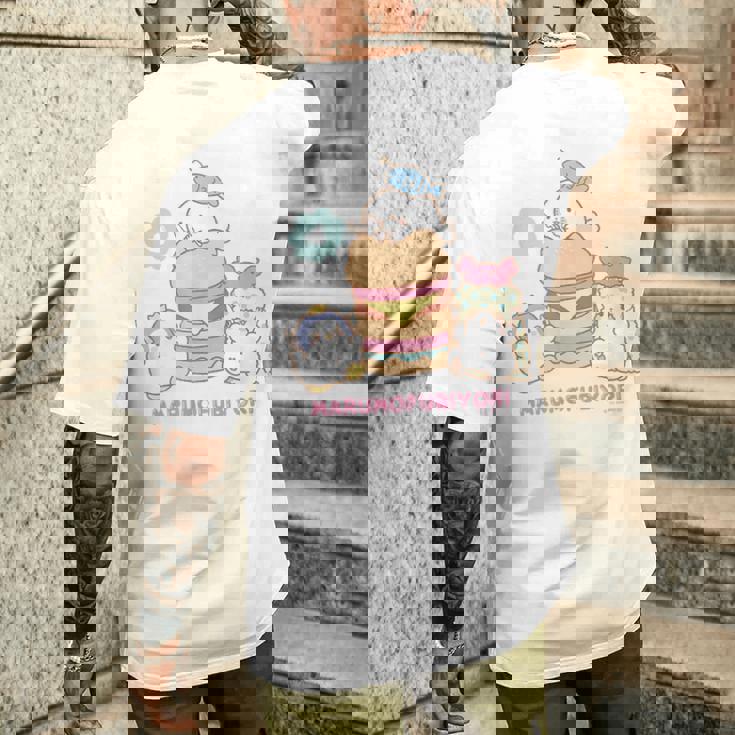 まるもふびより ハンバーガー メンズTシャツ バックプリント 彼への贈り物