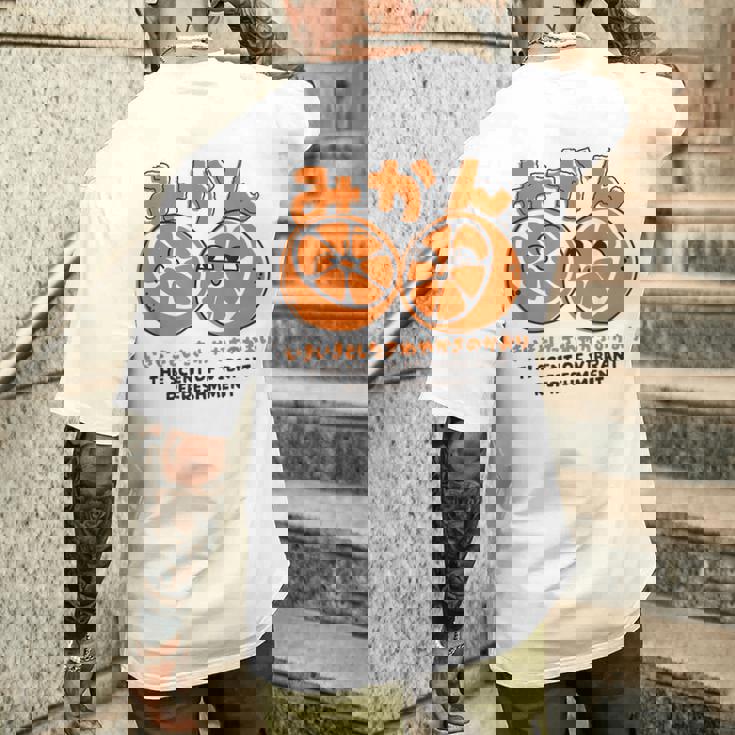 みかん柑橘 鮮やかな爽快感 日本語漢字付き メンズTシャツ バックプリント 彼への贈り物