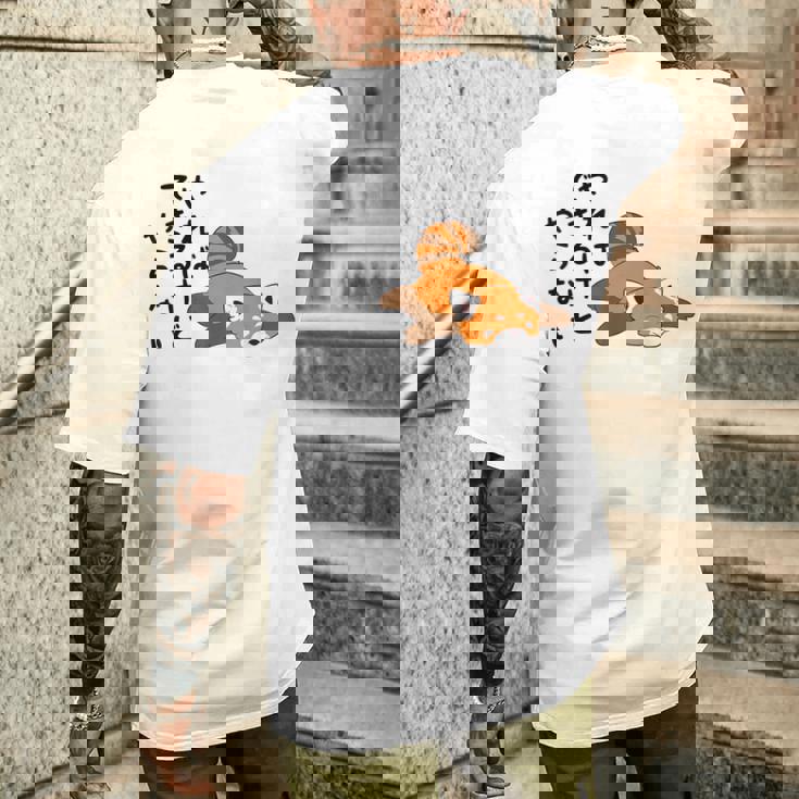 やればできるけどやらない レッサーパンダデザイン メンズTシャツ バックプリント 彼への贈り物