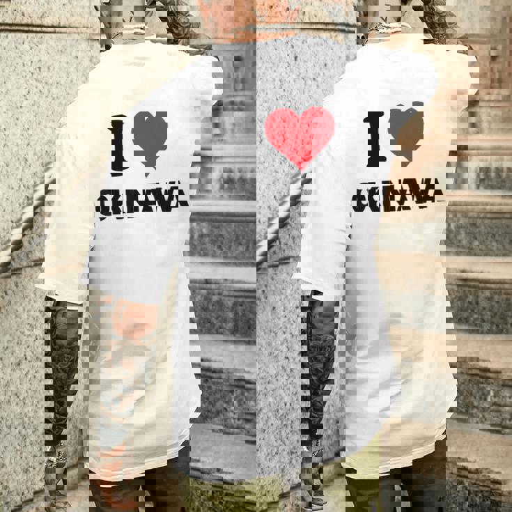 アイハート 沖縄 日本 大好き 日本土産アイテム メンズTシャツ バックプリント 彼への贈り物