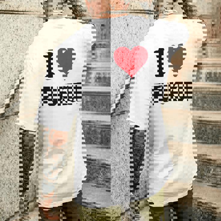 アイハート 福井 日本 愛 日本土産 メンズTシャツ バックプリント 彼への贈り物