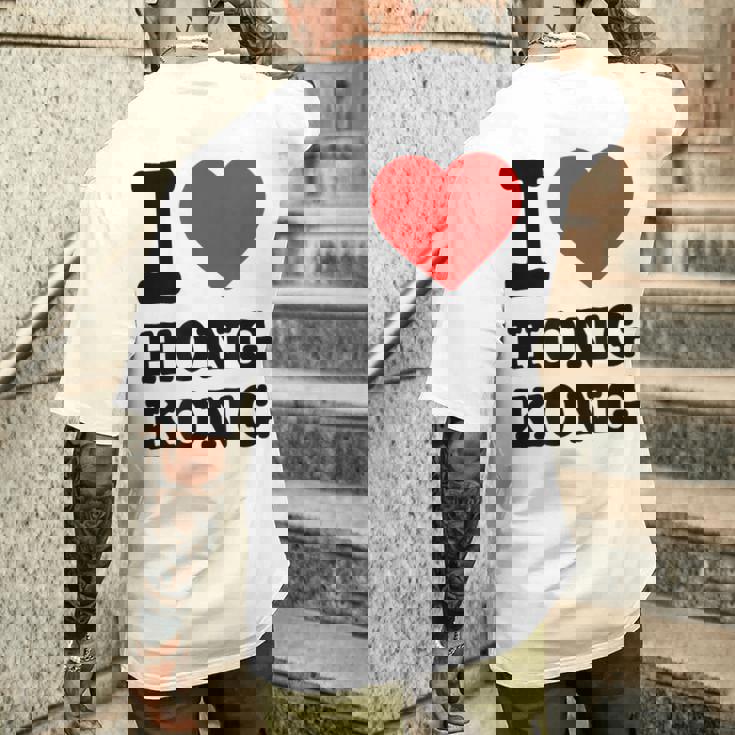 アイ・ラブ・香港 メンズTシャツ バックプリント 彼への贈り物