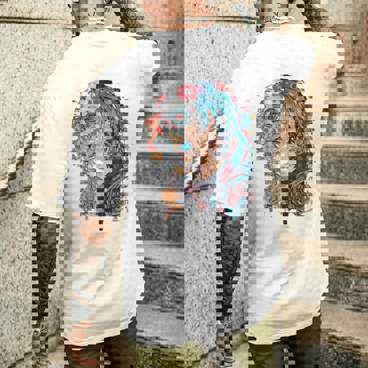 アニメ 漫画 モチーフ カラフル イラスト アニメ メンズTシャツ バックプリント 彼への贈り物