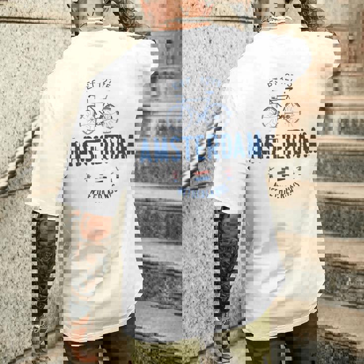 アムステルダム バイク シティ アムステルダム バイクタウン オランダの国旗 メンズTシャツ バックプリント 彼への贈り物