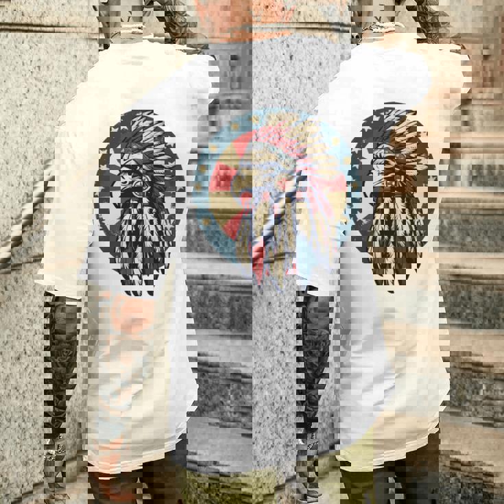 アメリカンイーグル チーフ インディアン ヘッドドレス ネイティブイーグル 長袖tシャツ メンズTシャツ バックプリント 彼への贈り物