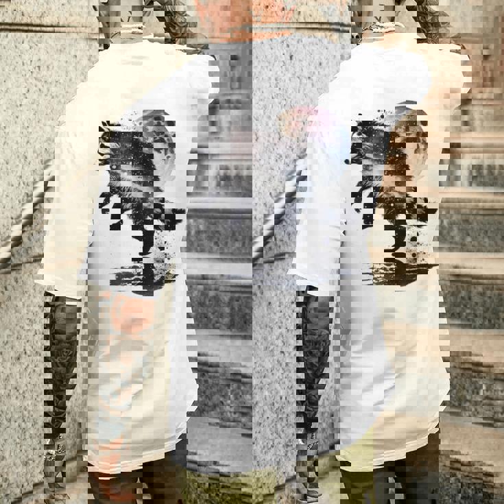 アライグマ アニマルモチーフ ムーンアート アニマルプリント アライグマ メンズTシャツ バックプリント 彼への贈り物