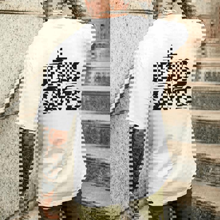 イエス・キリスト教徒を救う メンズTシャツ バックプリント 彼への贈り物