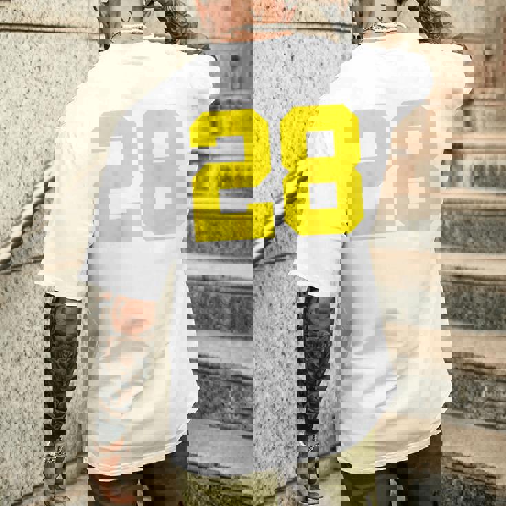 イエローナンバー28 背面 スポーツチーム ジャージ番号 メンズTシャツ バックプリント 彼への贈り物