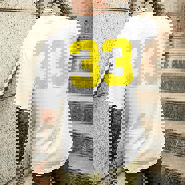 イエローナンバー33 背面 スポーツチーム ジャージ番号 メンズTシャツ バックプリント 彼への贈り物