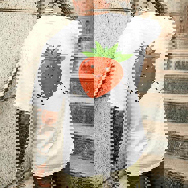 イチゴのハロウィンコスチューム かわいい怠惰なイチゴの果実 メンズTシャツ バックプリント 彼への贈り物