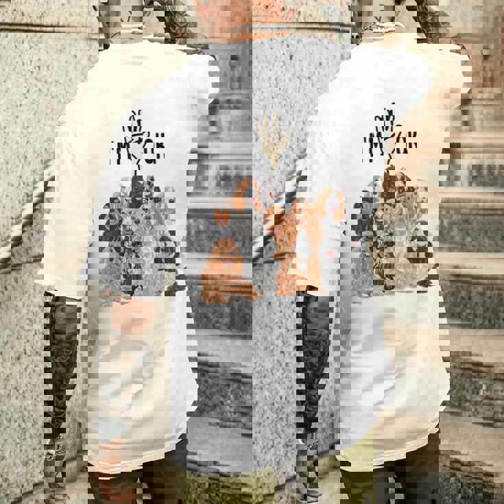 イングリッシュコッカースパニエルがいっぱい メンズTシャツ バックプリント 彼への贈り物