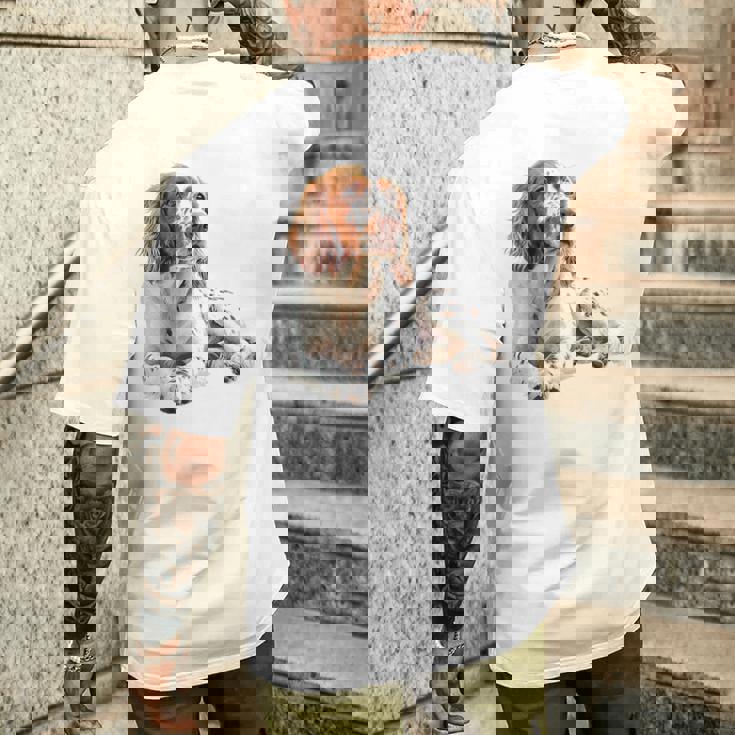 イングリッシュセッター 犬 モチーフ ペット アートワーク イングリッシュセッター メンズTシャツ バックプリント 彼への贈り物