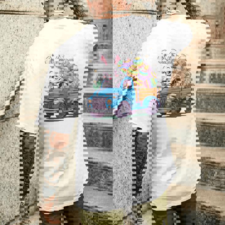 イースタートラッカー-面白いイースターバニーボーイズイースターネストトラック 長袖tシャツ メンズTシャツ バックプリント 彼への贈り物