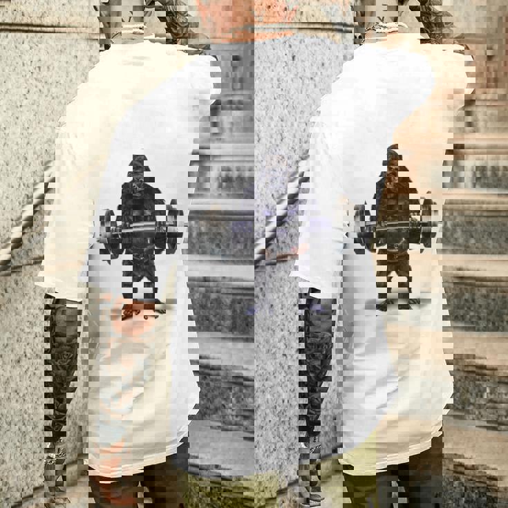 ウェイトリフティング 筋トレ バーベル やる気がないなら家に帰れ ゴリラ メンズTシャツ バックプリント 彼への贈り物