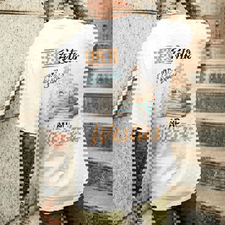 ウェスト・ハイランド・ホワイト・テリア・ウェスティ・ドッグブリード・ライフ・イズ・ベター メンズTシャツ バックプリント 彼への贈り物