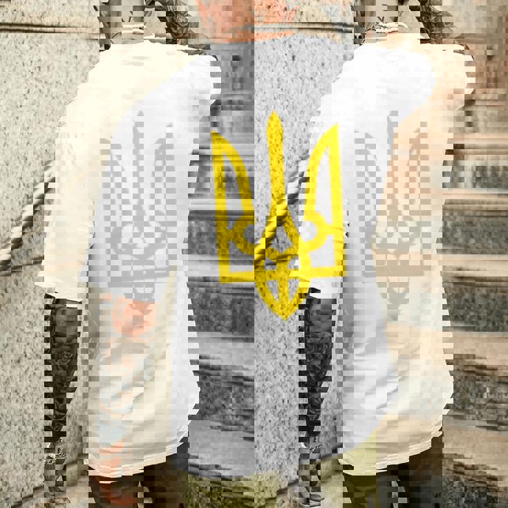 ウクライナ大統領ヴォロディミル・ゼレンスキー ウクライナエンブレム メンズTシャツ バックプリント 彼への贈り物