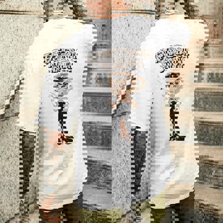 エスプレッソナ シニョーラ イタリアン Brainrot コーヒーミーム メンズTシャツ バックプリント 彼への贈り物