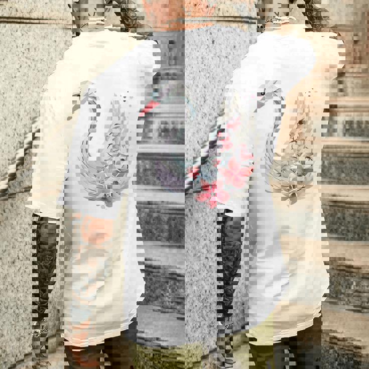 エレガントな白鳥の花 メンズTシャツ バックプリント 彼への贈り物