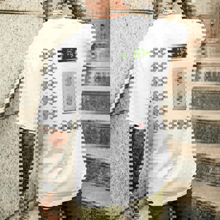 エレベーターボタン おもしろエレベーター メンズTシャツ バックプリント 彼への贈り物